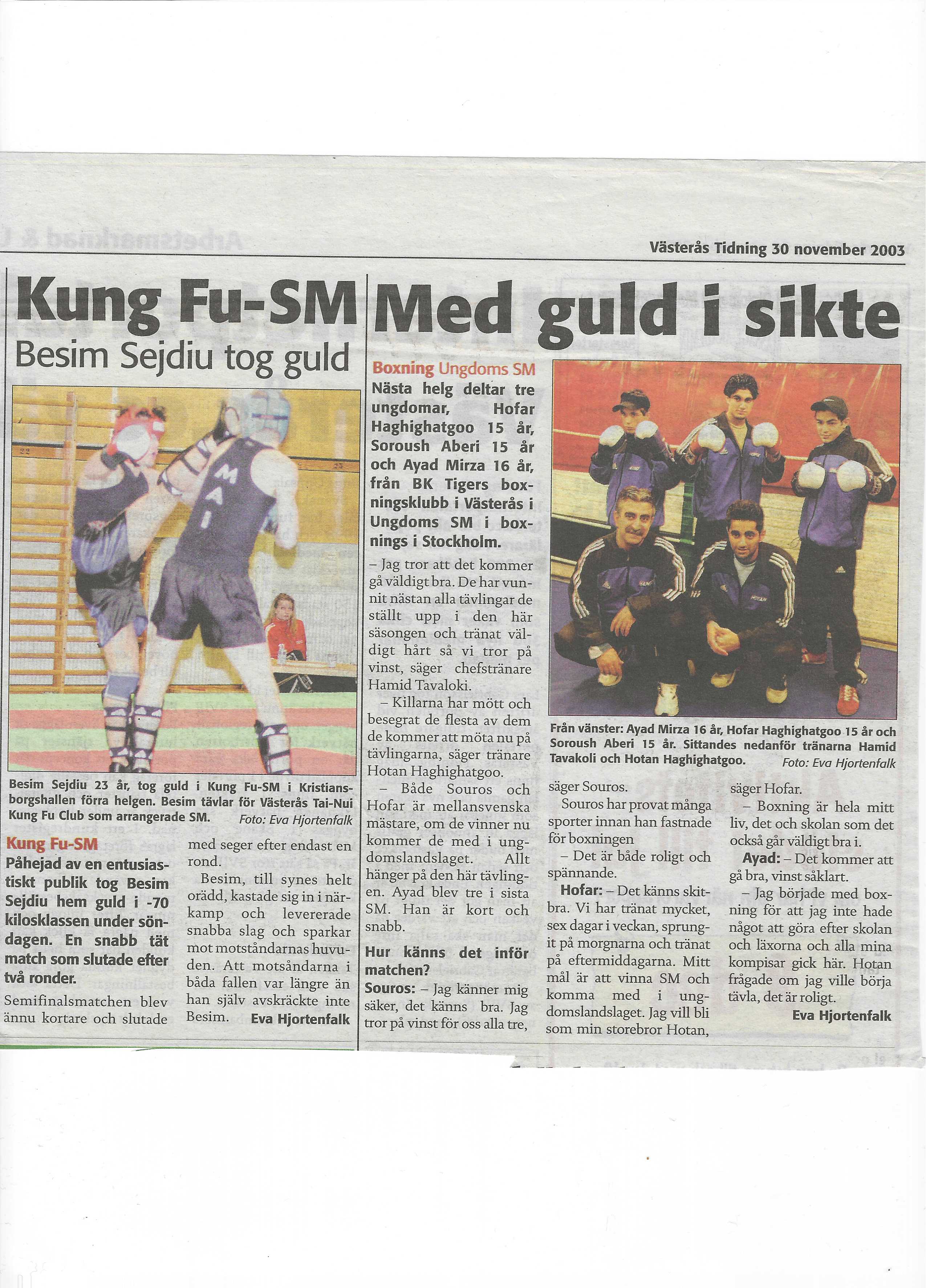 Historisk bild från Westeras Tai-Nui Club i Västerås - kampsportsträning och tävlingar sedan 1976